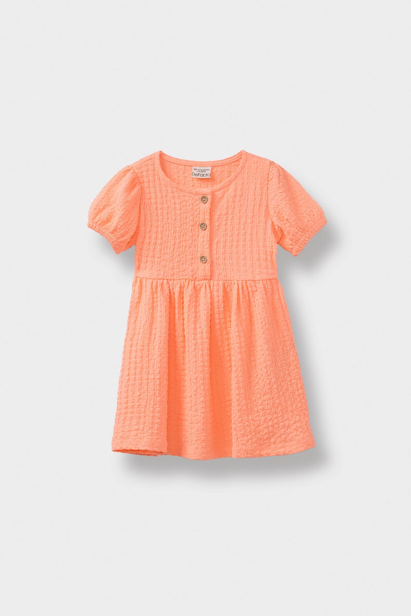 ديفاكتو فستان بيبي بناتي قصة عادية نص كم بياقة مستديرة - Image 5